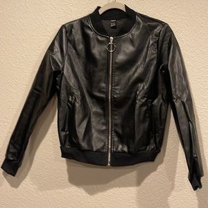 Faux leather bomber jacket